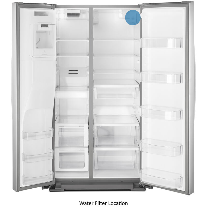 Whirlpool 36 in. 28.5 cu. ft. Side-by-Side Refrigerator with External Ice & Water Dispenser- Stainless Steel, Stainless Steel, hires