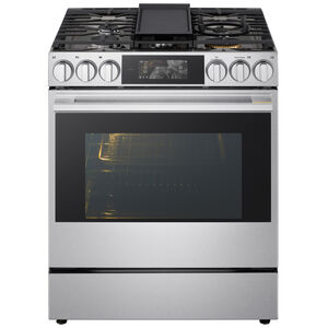 LG Signature 30 in. 6.3 cu. ft. Smart Air-Fry True European Convection Slide-in Gas Range with 5 Sealed Burners & Griddle - PrintProof Stainless Steel, , hires