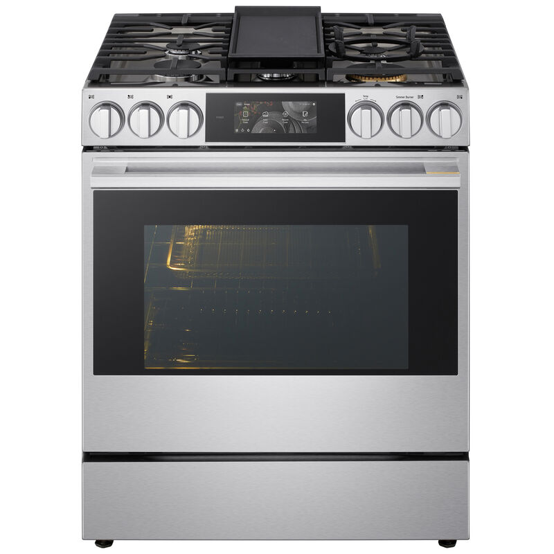 LG Signature 30 in. 6.3 cu. ft. Smart Air-Fry True European Convection Slide-in Gas Range with 5 Sealed Burners & Griddle - PrintProof Stainless Steel, , hires