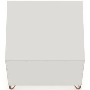 Manhattan Comfort Rockefeller Mid-Century Modern 2-Drawer Nightstand White, White, hires