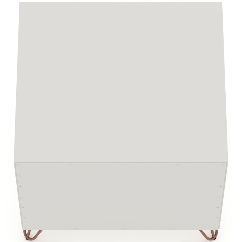 Manhattan Comfort Rockefeller Mid-Century Modern 2-Drawer Nightstand Off White/Natural, White, hires