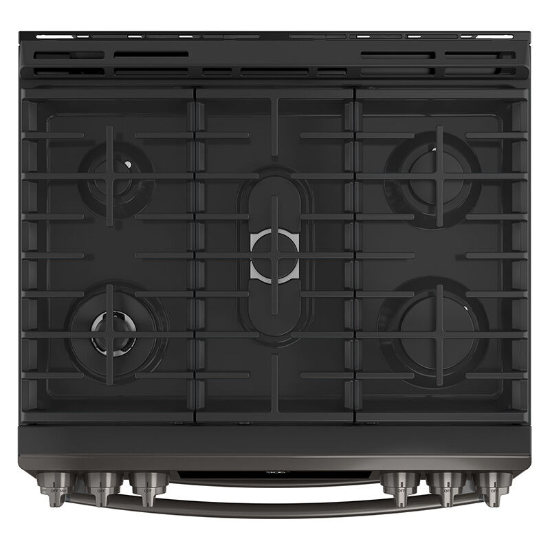 GE Profile 30inch Slide-In Gas Range with 5 Sealed Burners, Grill, Griddle  & 6.7 Cu. Ft. Double Oven - Black Stainless Steel