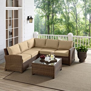 Crosley Bradenton 4 Piece Outdoor Wicker Sectional Set - Sand, , hires