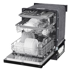 LG 24 in. Built-In Dishwasher with Front Control, 48 dBA Sound Level, 15 Place Settings & 9 Wash Cycles - Black, Black, hires