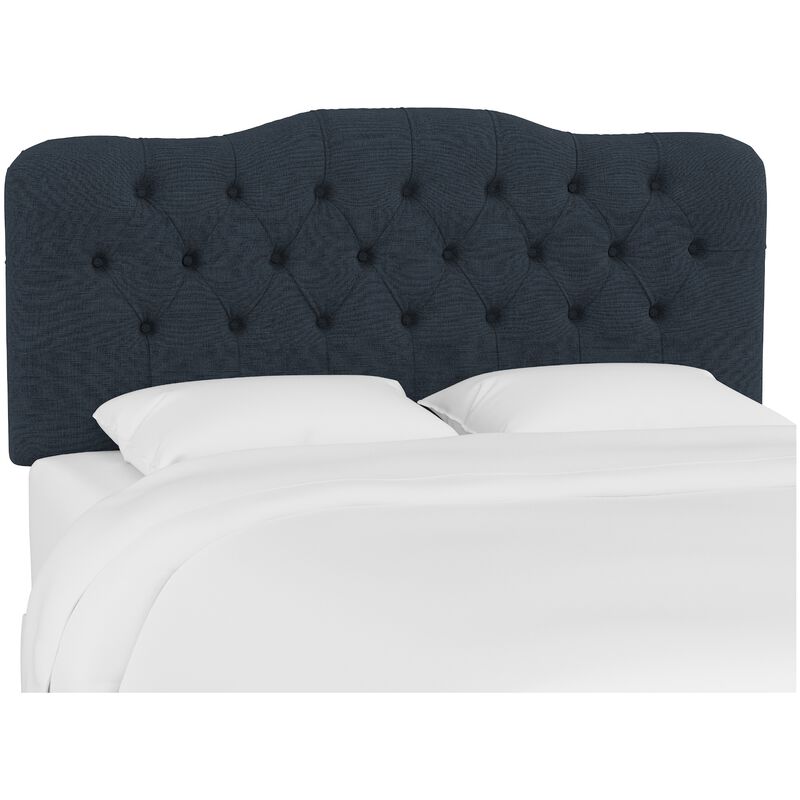 Skyline Furniture Tufted Linen Fabric Upholstered Queen Size Headboard - Navy, Navy, hires