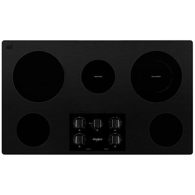 Whirlpool 36 in. 5-Burner Electric Cooktop with Simmer Burner & Power Burner - Black | WCE55US6HB