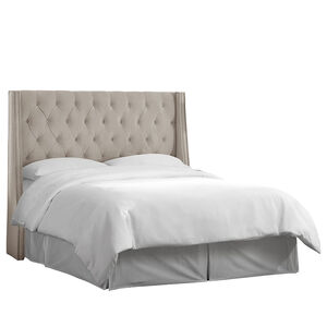 Skyline Full Nail Button Tufted Wingback Headboard in Velvet - Light Grey, Light Gray, hires