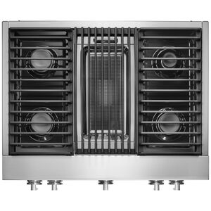 JennAir Noir 36 in. 4-Burner Natural Gas Rangetop with Grill, Simmer Burner & Power Burner - Stainless Steel, , hires