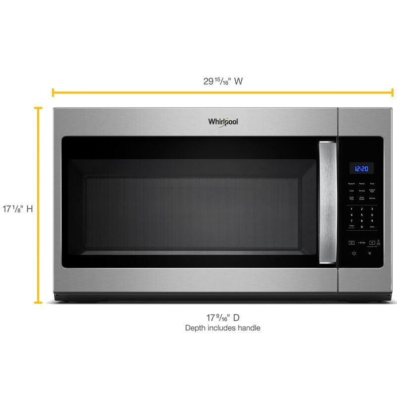 Whirlpool 30 in. 1.7 cu. ft. 1000W Over-the-Range Microwave with 300 CFM - Fingerprint Resistant Stainless, Fingerprint Resistant Stainless, hires
