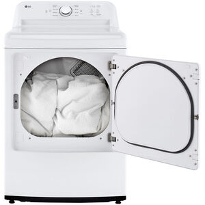 LG 27 in. 7.3 cu. ft. Electric Dryer with FlowSense Duct Clogging Indicator, LoDecibel Quiet Operation & Sensor Dry - White, White, hires
