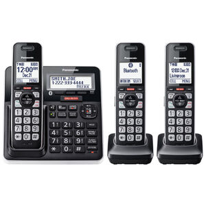Panasonic Cordless Phone with Advanced Call Block, One-Ring Scam Alert, and 2-Way Recording with Answering Machine, 3 Handsets - Black, , hires