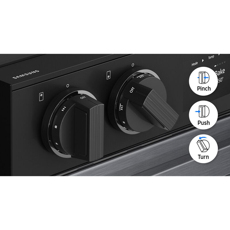 Samsung Bespoke 30 in. 6.3 cu. ft. Smart Air Fry True European Convection Slide-In Electric Range with Smoothtop Burners - Matte Black Steel, , hires