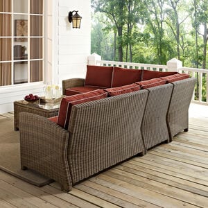 Crosley Bradenton 5 Piece Wicker Outdoor Sectional - Sangria, , hires