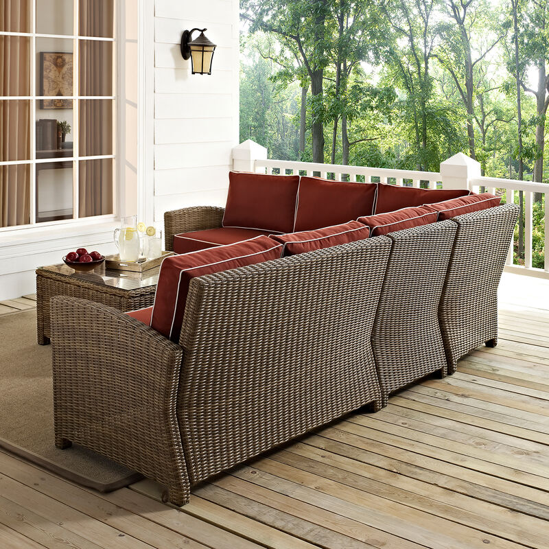 Crosley Bradenton 5 Piece Wicker Outdoor Sectional - Sangria, , hires