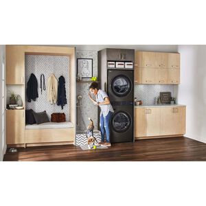 LG 27 in. WashTower with 4.5 cu. ft. Washer with 10 Wash Programs & 7.4 cu. ft. Electric Dryer with 9 Dryer Programs, Sensor Dry & Wrinkle Care - Black Steel, Black Steel, hires
