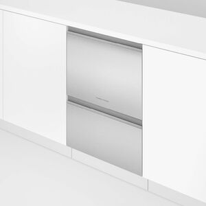 Fisher & Paykel Series 9 24 in. Smart Double Drawer with Top Control, 42 dBa Sound Level & Pocket - Stainless Steel, , hires