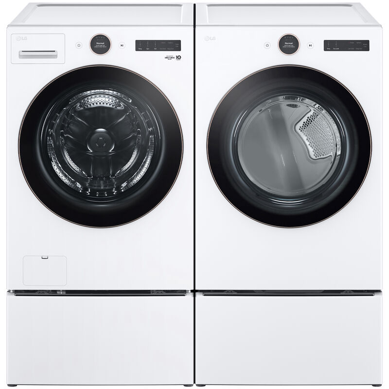 LG 27 in. 5.0 cu. ft. Smart Stackable Front Load Washer with AI DD Built-In Intelligence, TurboWash 360 Technology, Allergiene, Sanitize & Steam Wash Cycle - White, , hires