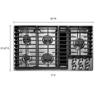 KitchenAid 36 in. 5-Burner Natural Gas Cooktop with Downdraft, Simmer Burner & Power Burner - Stainless Steel, , hires