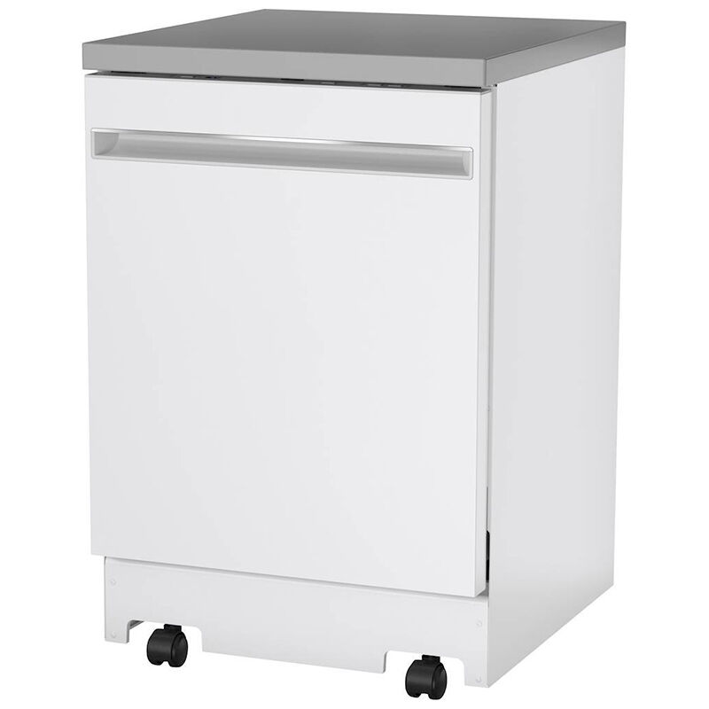 GE 24 in. Portable Dishwasher with Top Control, 54 dBA Sound Level, 12 Place Settings, 3 Wash Cycles & Sanitize Cycle - White, White, hires