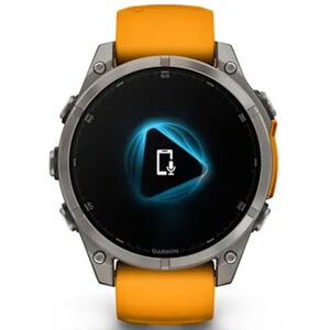 Garmin f nix 8 47 mm, AMOLED Smart Watch - Sapphire, Titanium with Spark Orange/Graphite Silicone Band, , hires