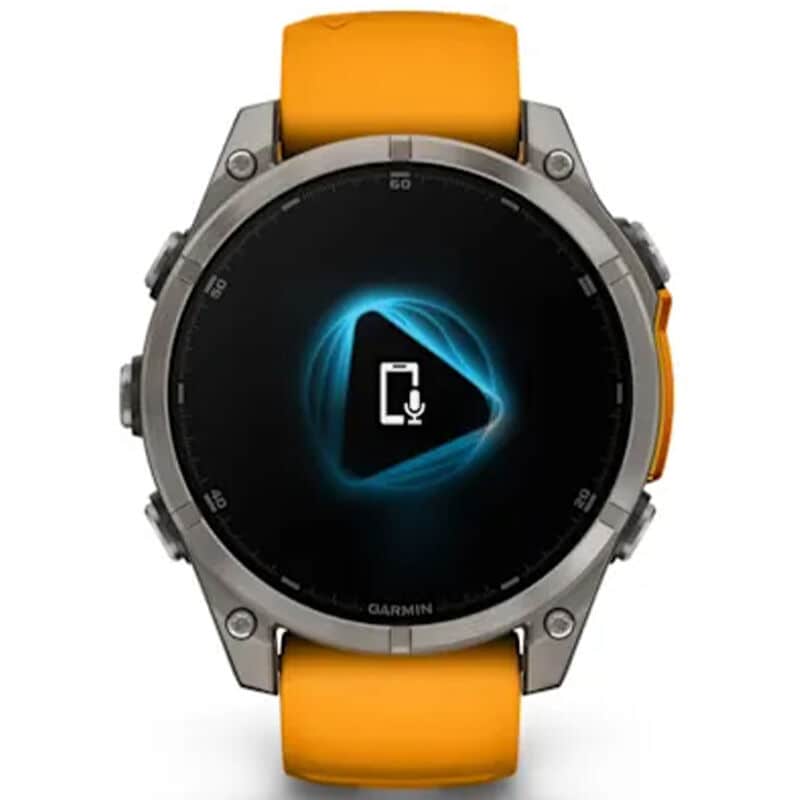 Garmin f nix 8 47 mm, AMOLED Smart Watch - Sapphire, Titanium with Spark Orange/Graphite Silicone Band, , hires