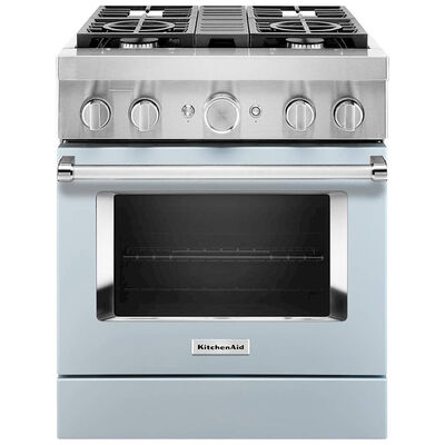 KitchenAid 30 in. 4.1 cu. ft. Smart Convection Oven Freestanding Dual Fuel Range with 4 Sealed Burners - Blue | KFDC500JMB