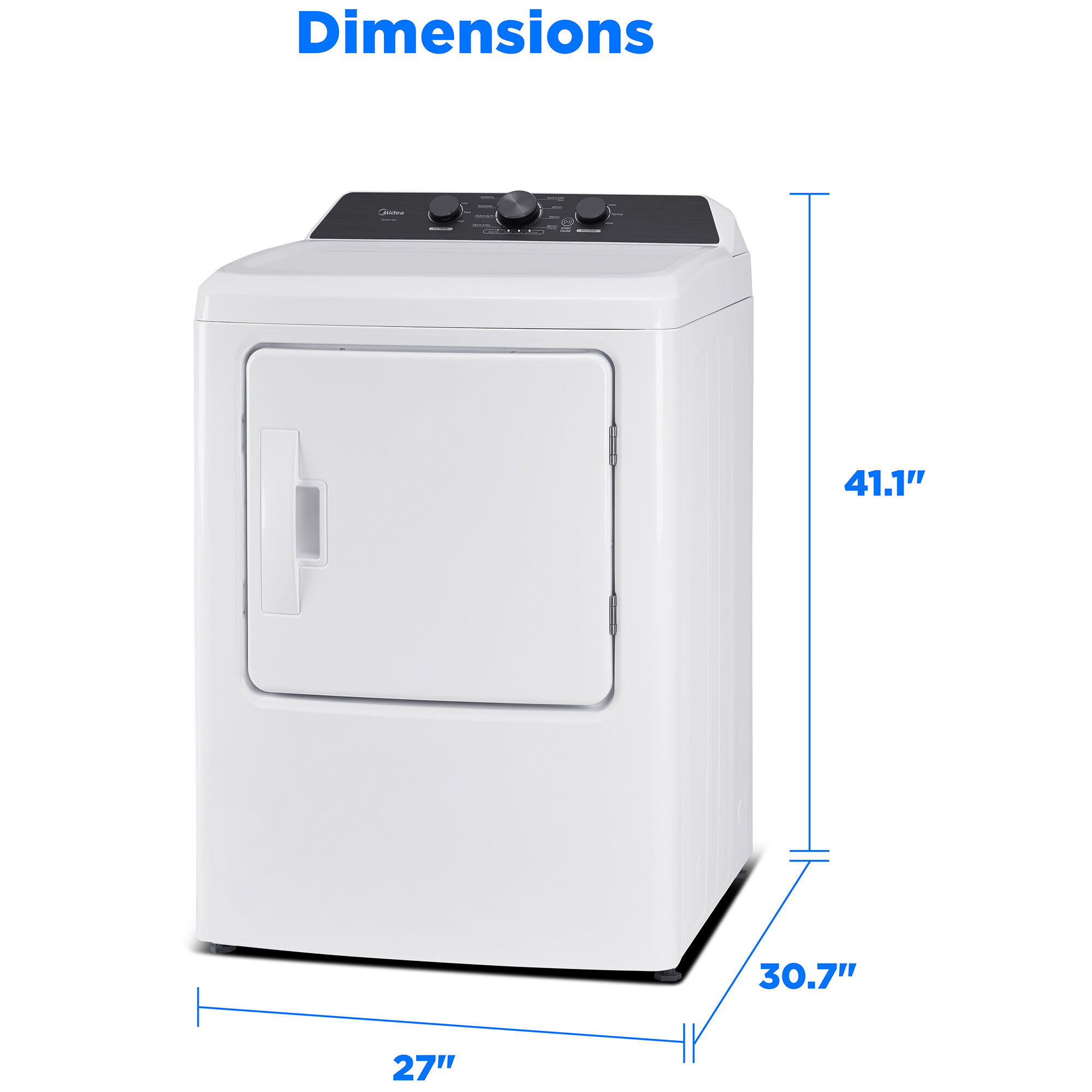Midea 27 in. 7.0 cu. ft. Gas Dryer with Sensor Dry - White | P.C.