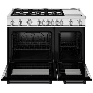 Bertazzoni Master Series 48 in. 7.1 cu. ft. Convection Double Oven Freestanding Natural Gas Range with 6 Sealed Burners & Griddle - Stainless Steel, , hires