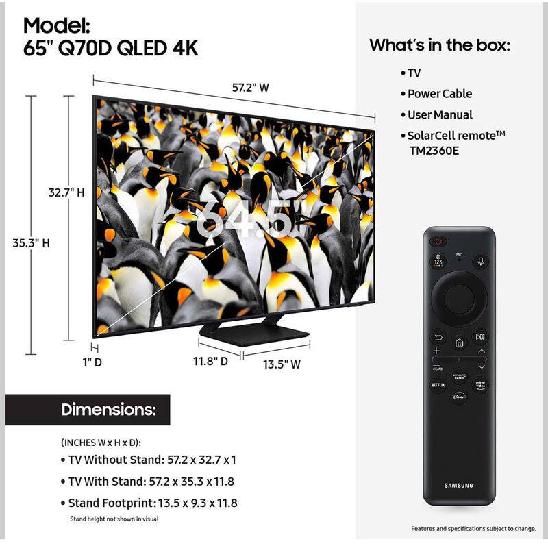 Samsung - 65" Class Q70D Series QLED 4K UHD Smart Tizen TV, , hires