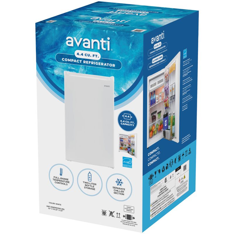 Avanti 20 in. 4.4 cu. ft. Mini Fridge with Freezer Compartment - White, White, hires