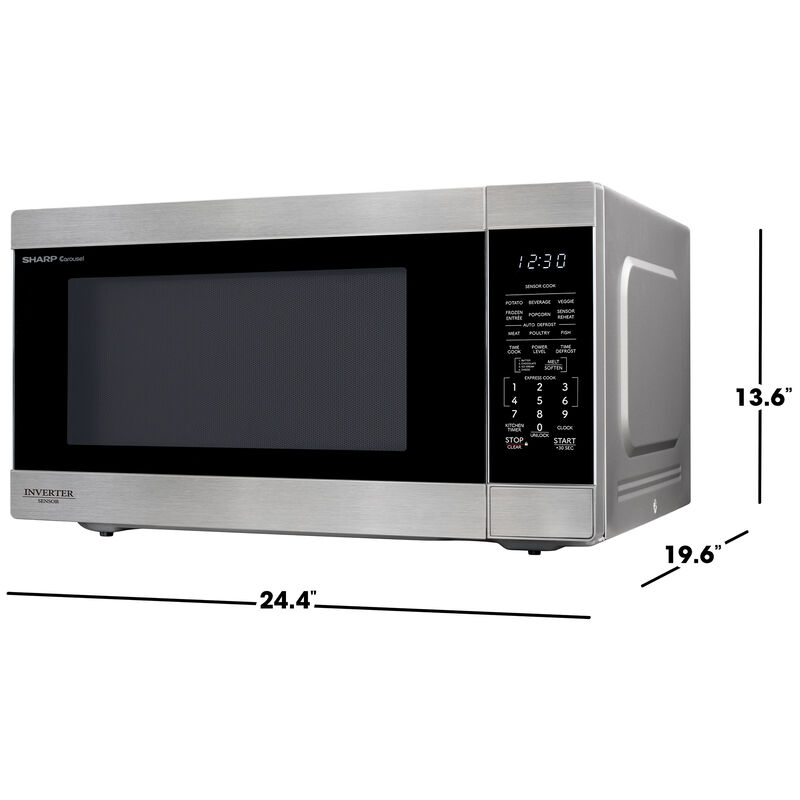 Sharp 24 in. 2.2 cu. ft. Countertop Microwave with 11 Power Levels & Sensor Cooking Controls - Stainless Steel, , hires