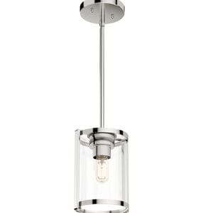 Hunter Astwood 6 in. Mini Pendant with Clear Glass - Polished Nickel, , hires