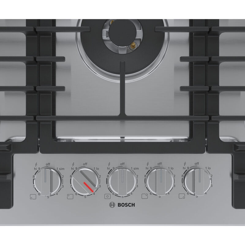 Bosch 800 Series 30 in. 5-Burner Natural Gas Cooktop with OptiSim Burner & Power Burner - Stainless Steel, Stainless Steel, hires