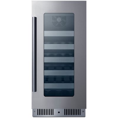 Summit 15 in. Undercounter Wine Cooler with Metal Racks, Single Temperature Zone & 23-Bottle Capacity - Stainless Steel | CL155WC1