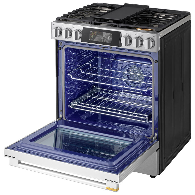 LG Signature 30 in. 6.3 cu. ft. Smart Air-Fry True European Convection Slide-in Gas Range with 5 Sealed Burners & Griddle - PrintProof Stainless Steel, , hires