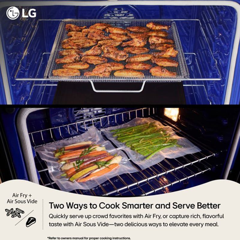 LG 30 in. 6.3 cu. ft. Smart Air-Fry True European Convection Gas Range with 5 Sealed Burners & Griddle - PrintProof Stainless Steel, , hires