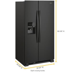 Whirlpool 33 in. 21.4 cu. ft. Side by Side Refrigerator with Ice & Water Dispenser - Black, Black, hires
