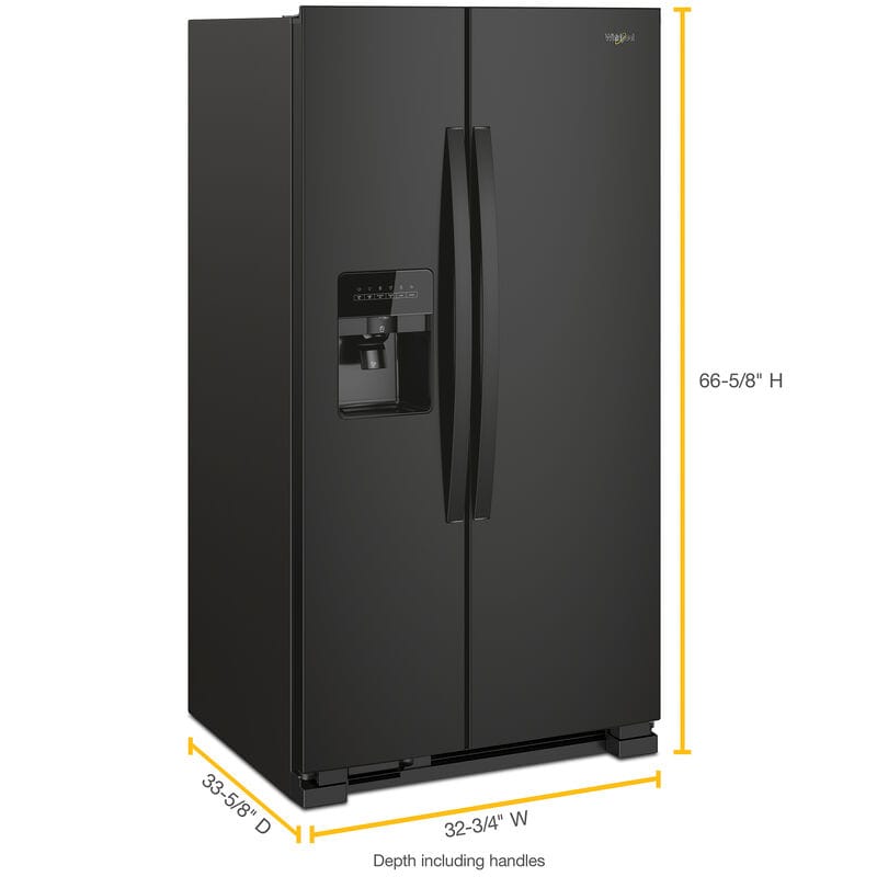 Whirlpool 33 in. 21.4 cu. ft. Side by Side Refrigerator with Ice & Water Dispenser - Black, Black, hires