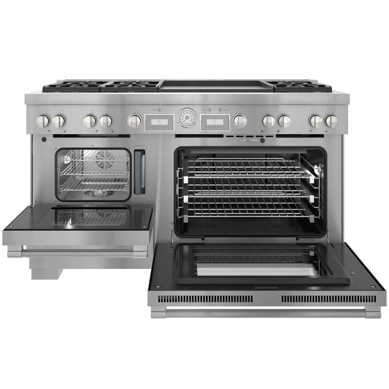 Thermador Pro Grand Professional Series 60 in. 7.3 cu. ft. Smart True European Convection Steam Double Oven Dual Fuel Range with 6 Sealed Burners & Griddle - Stainless Steel, , hires