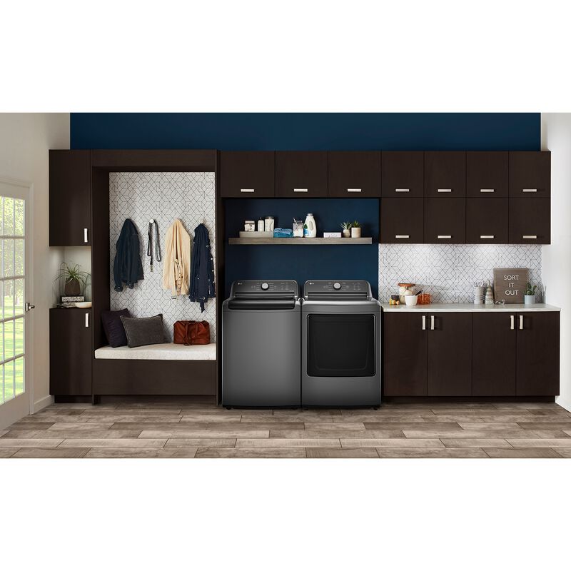 LG 27 in. 7.3 cu. ft. Electric Dryer with FlowSense Duct Clogging Indicator, LoDecibel Quiet Operation & Sensor Dry - Monochrome Gray, Monochrome Gray, hires