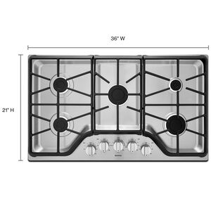 Maytag 36 in. 5-Burner Natural Gas Cooktop with Simmer Burner & Power Burner - Stainless Steel, , hires