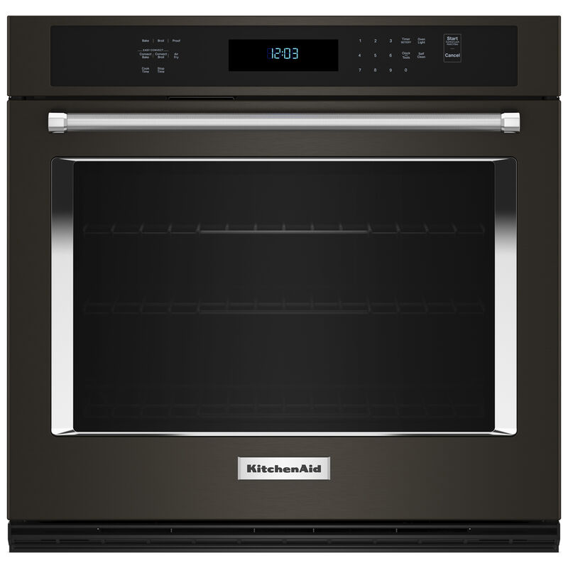 KitchenAid 30 in. 5 cu. ft. Smart Electric Single Wall Oven with True European Convection - Black Stainless Steel with PrintShield Finish, Black Stainless Steel with PrintShield Finish, hires