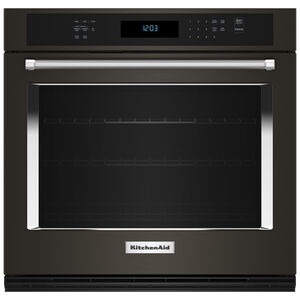 KitchenAid 30 in. 5.0 cu. ft. Electric Smart Wall Oven with True European Convection & Self Clean - Black Stainless Steel With Printshield Finish, Black Stainless Steel with PrintShield Finish, hires