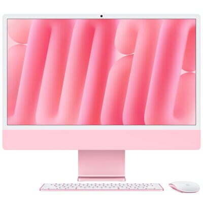 Apple iMac with 24-inch 4.5K Retina Display, M4 10-Core Chip, 16GB RAM, 512GB Storage, 10-Core GPU, 4 USB Ports, Pink | MWV53LL-A