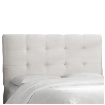 Skyline Furniture Tufted Micro-Suede Fabric Twin Size Upholstered Headboard - White | 790TPRMWHT