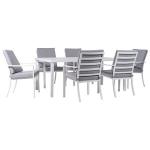 Mod Greyson Collection Dining Set With 6 Padded Chairs and 72-in. x 40-in. Slat-Top Table - Gray/White, , hires