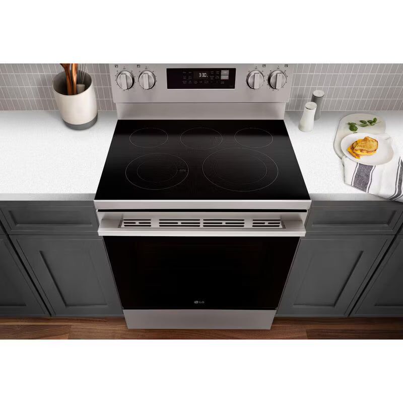 LG 30 in. 6.3 cu. ft. Smart Air-Fry True European Convection Electric Range with Radiant Burners Stainless Steel, , hires