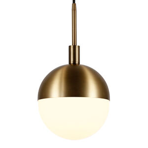 Hudson & Canal 10 in. Large Globe Orb Pendant with Frosted Glass - Brass, , hires
