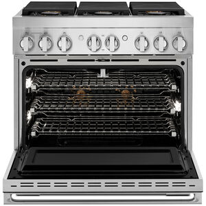 JennAir Noir 36" Freestanding Dual Fuel Range with 6 Sealed Burners & 5.1 Cu. Ft. Single Oven - Stainless Steel, , hires
