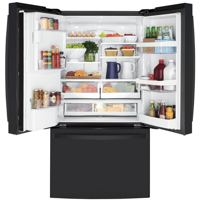 GE 36 in. 22.1 cu. ft. Counter Depth French Door Refrigerator with Ice & Water Dispenser - Fingerprint Resistant Black Slate, Black Slate, hires